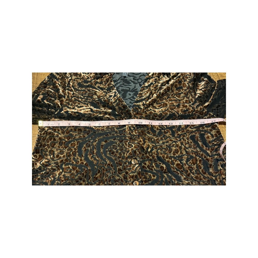 Sno Skins Small Burnout Velvet Blouse Cheetah Animal Print Brown Black Excellent - Picture 6 of 10